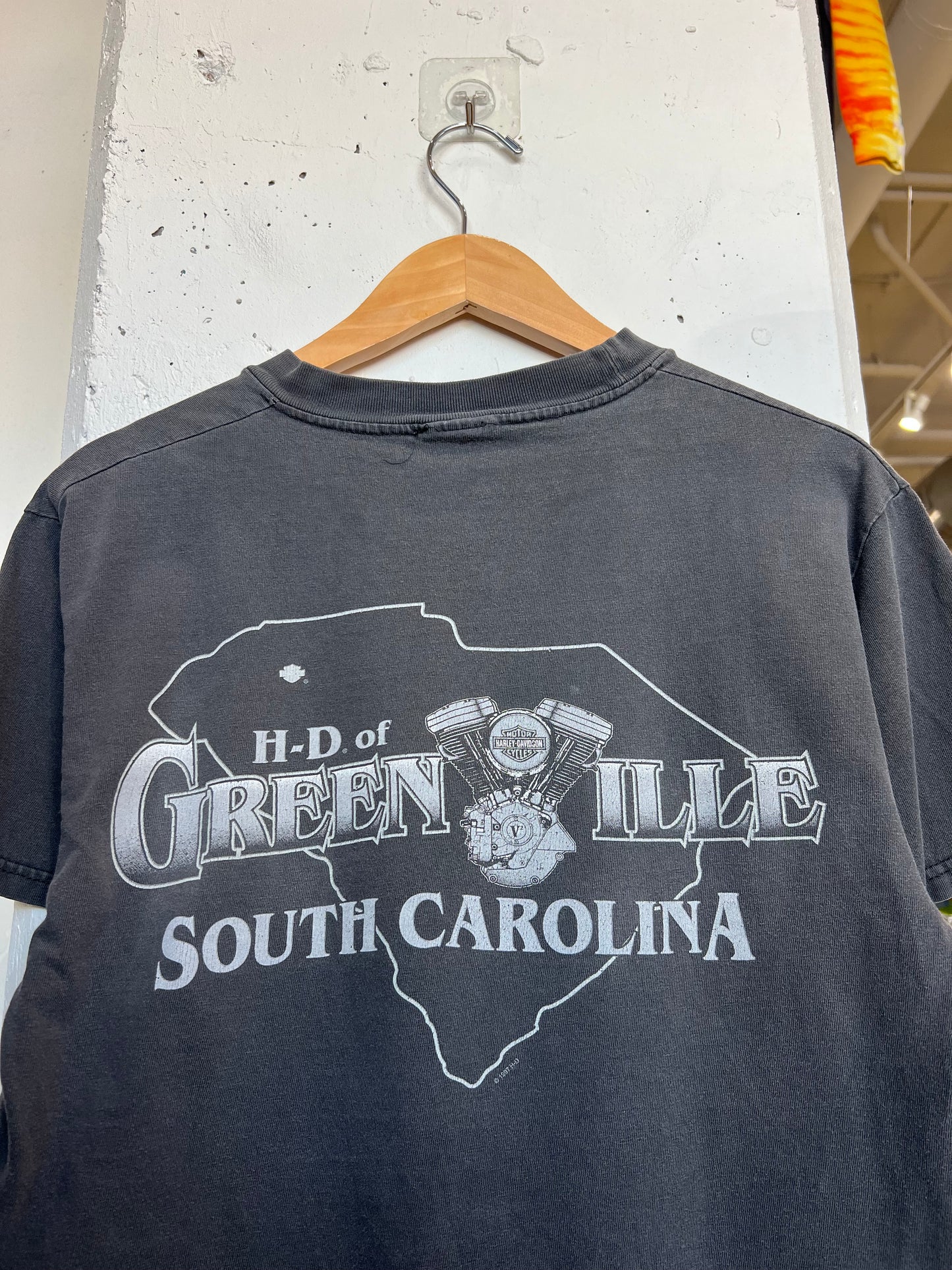 Vintage 90s Green ille Faded Harley Cropped Tee