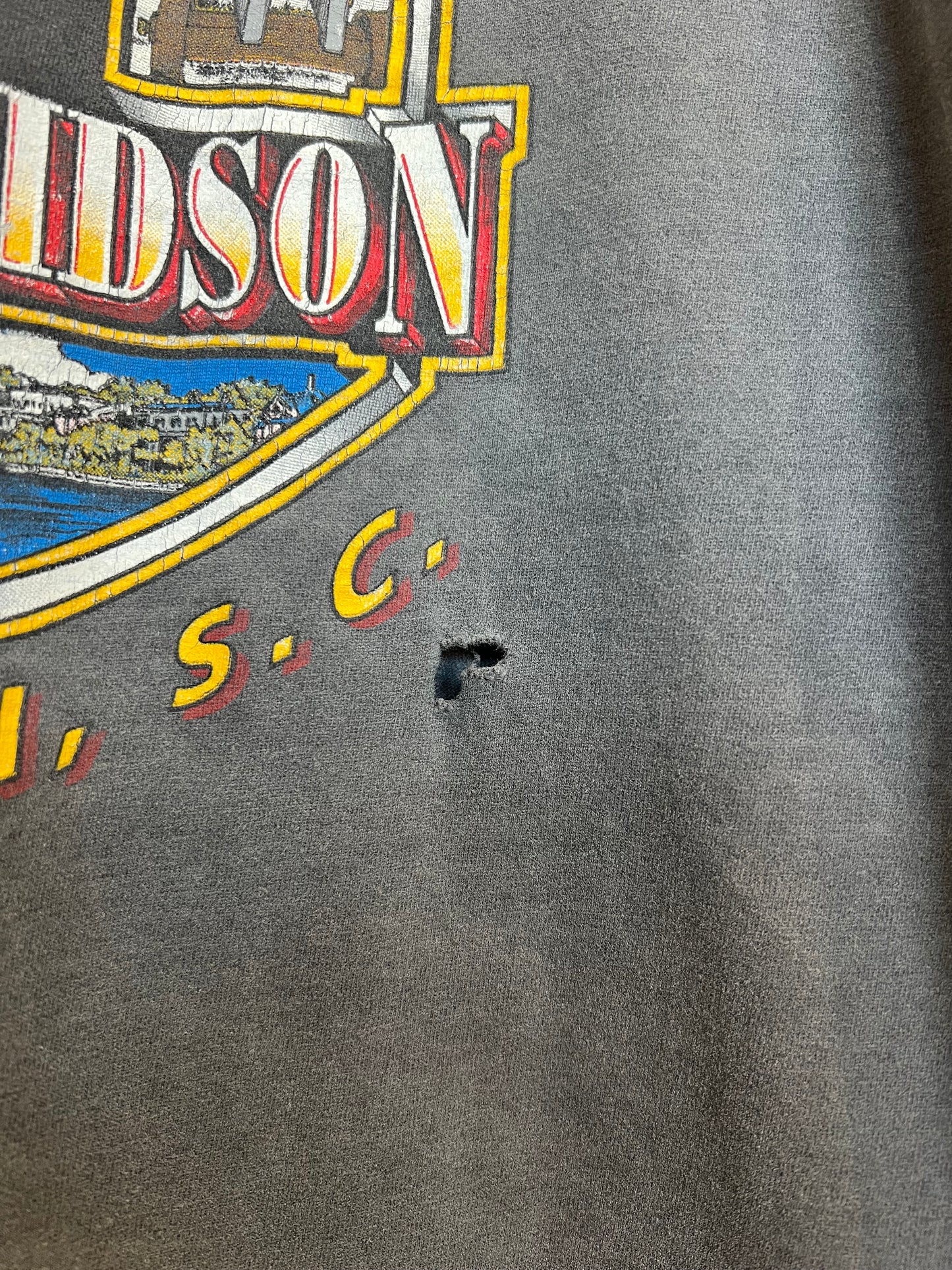 Vintage 90s Charleston Harley Davidson Faded Tee