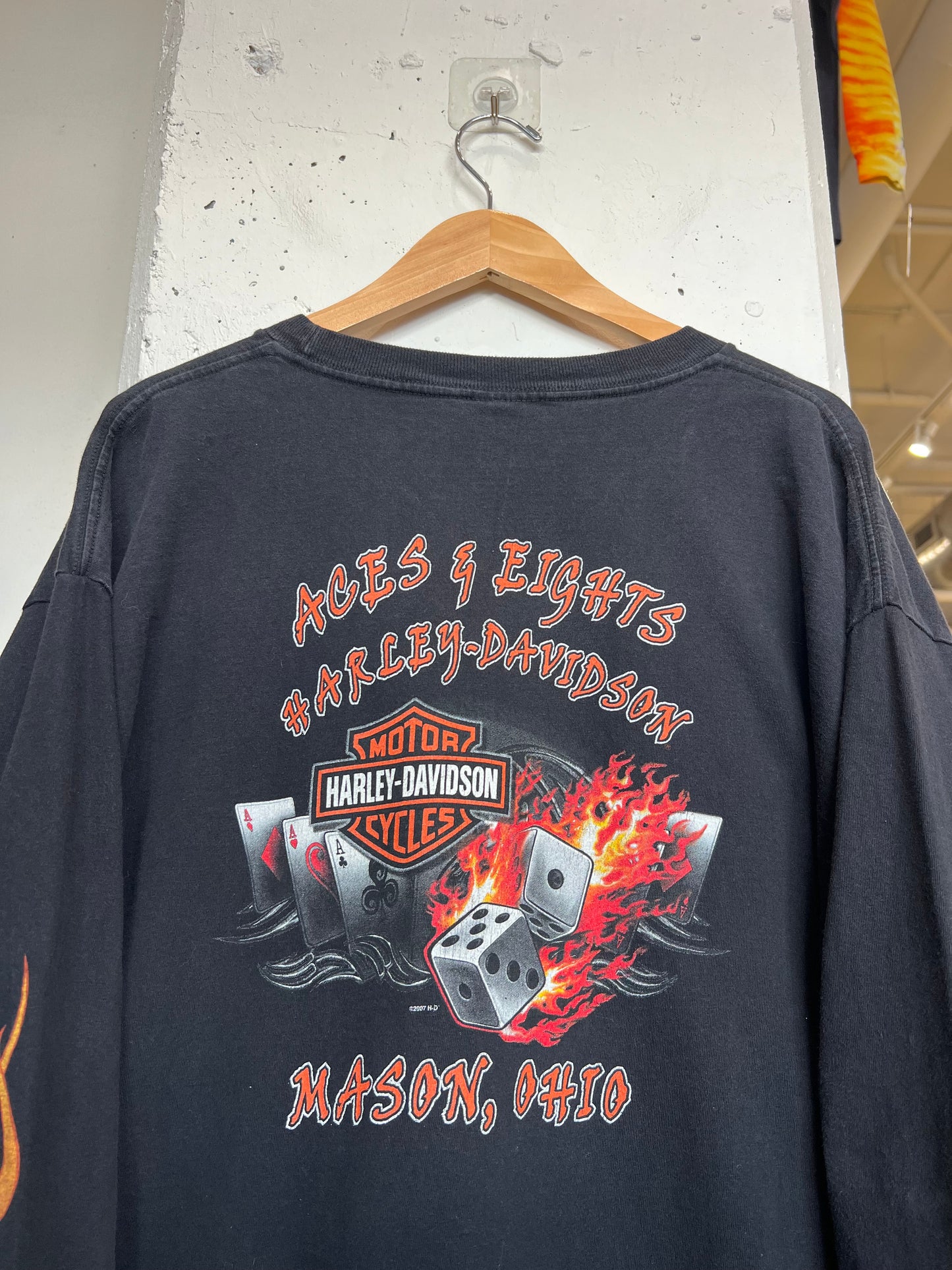 Vintage 2000s Mason Harley Davidson Flame Longsleeve T Shirt