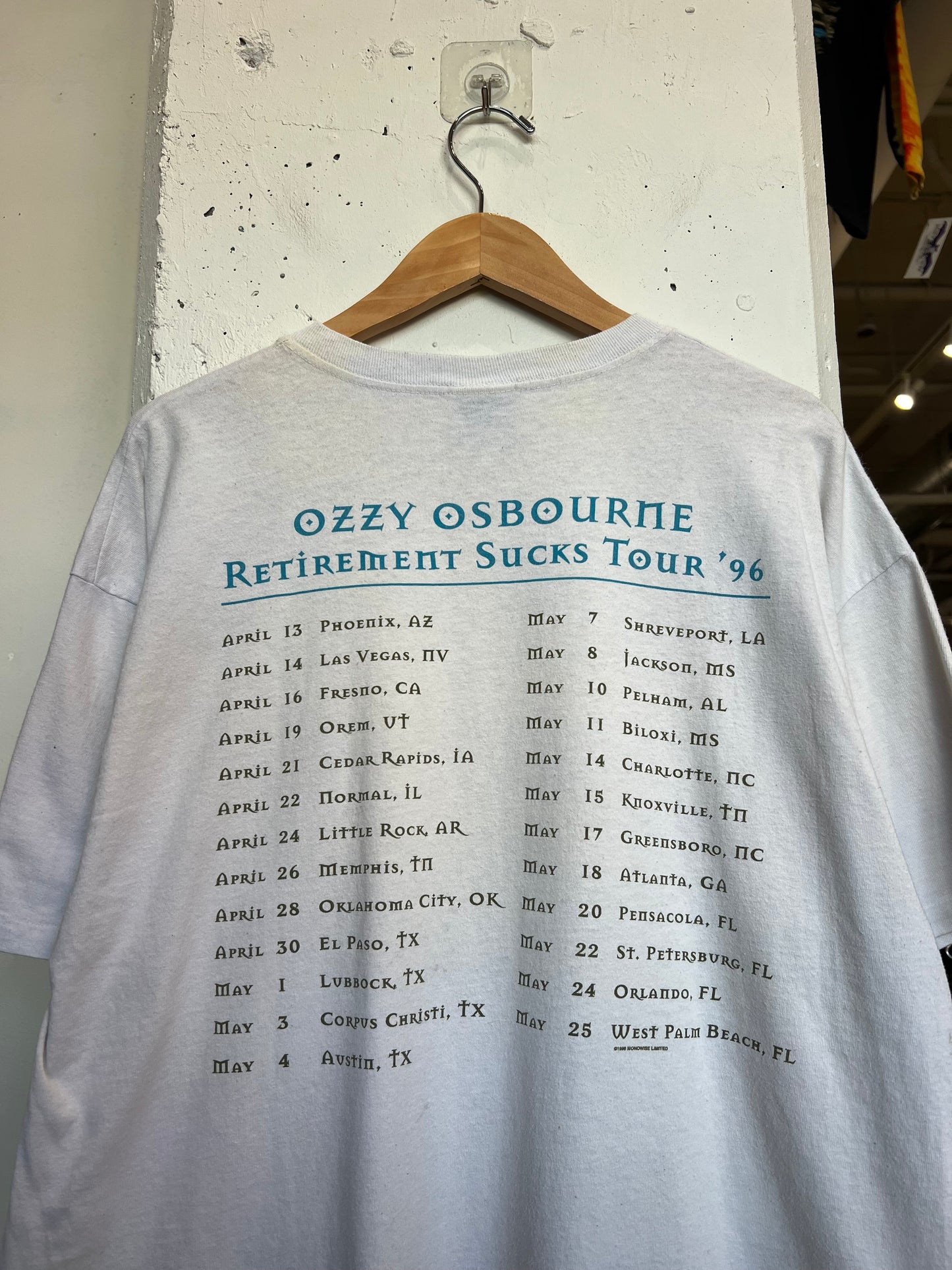Vintage 1996 Ozzy Osbourne “Retirement Sucks” Tour Tee