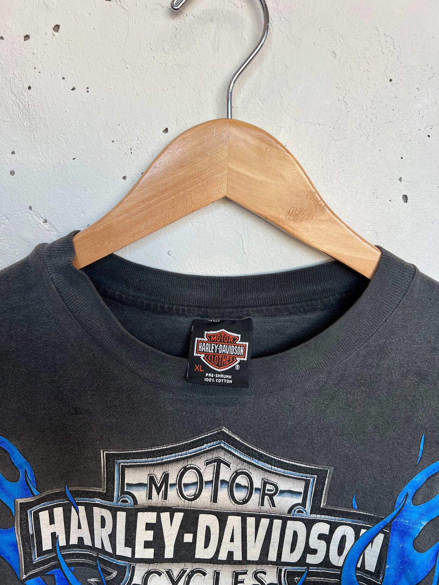 Vintage 90s Charleston Harley Davidson “Blue Flame” Faded Tee