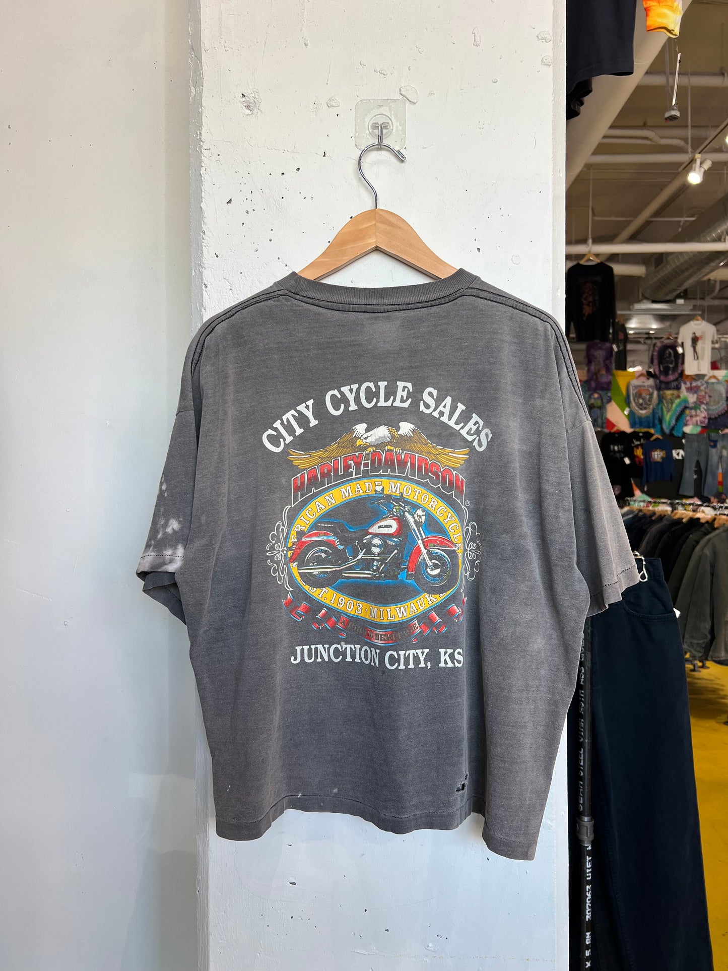 Vintage 90s Junction City Harley Davidson Boxy Cropped Tee