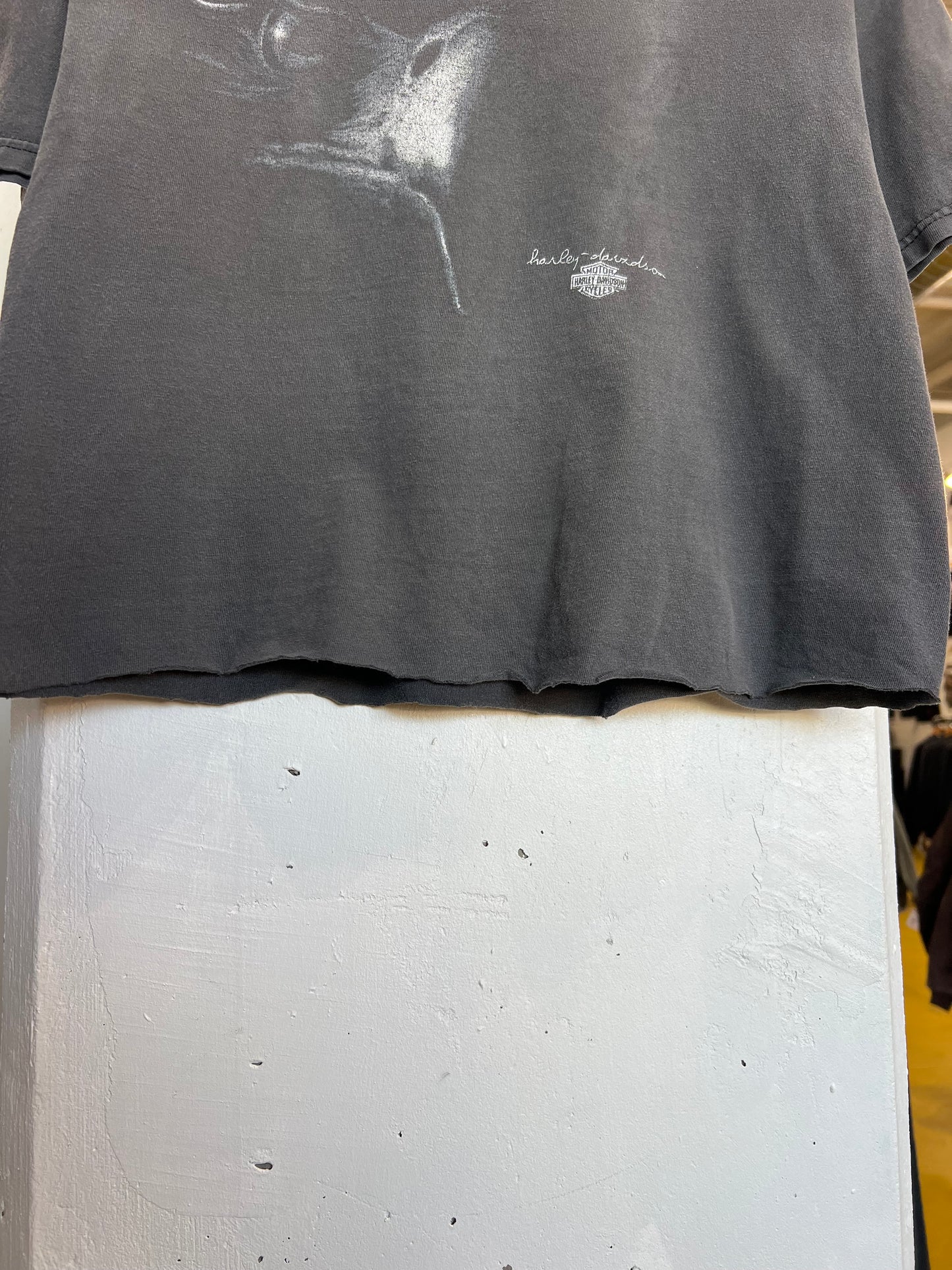 Vintage 90s Green ille Faded Harley Cropped Tee