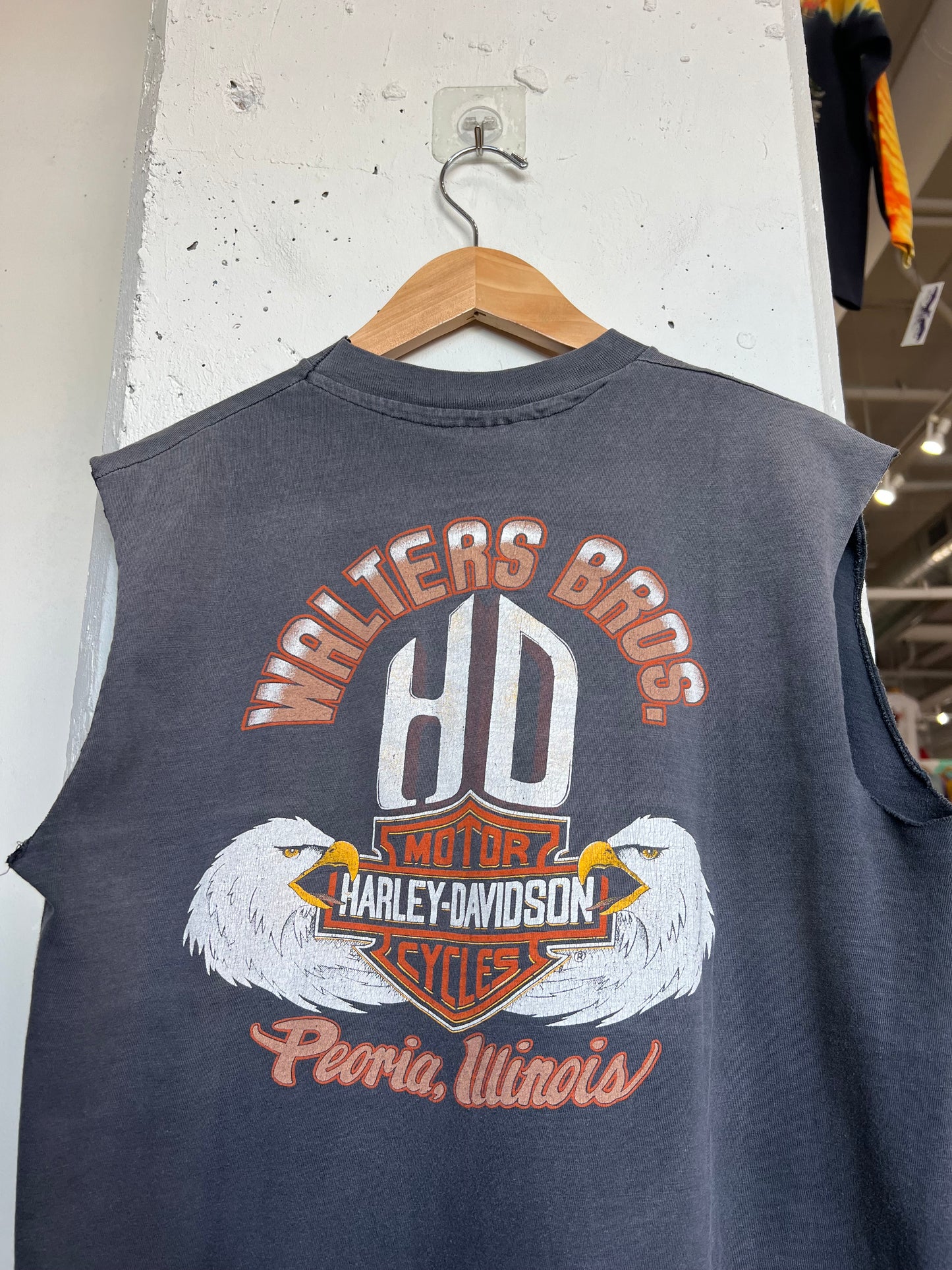 Vintage 80s Peoria Harley Davidson Cut Off Tee