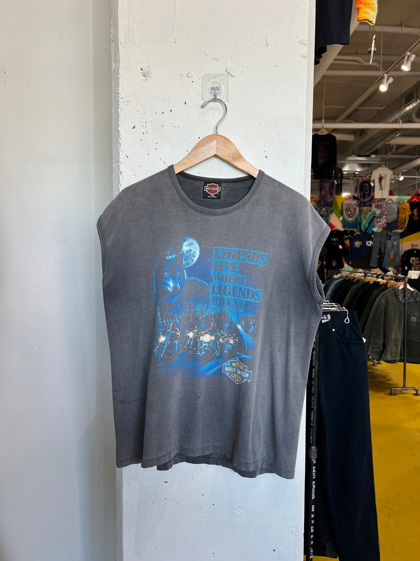 Vintage 90s Fremont Harley Davidson Faded Cut Off Tee