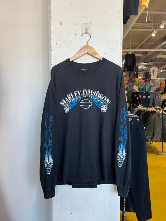 Vintage 2006 Harley Davidson Clown Flame Longlseeve T shirt