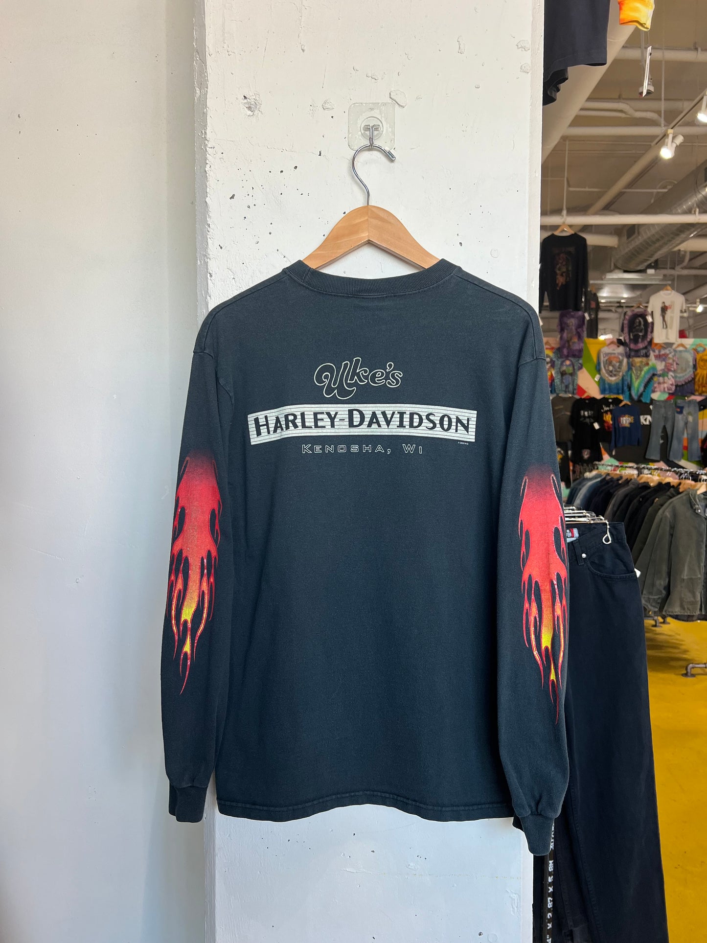Vintage 2000 Kenosha Harley Davidson Flame Longsleeve T Shirt