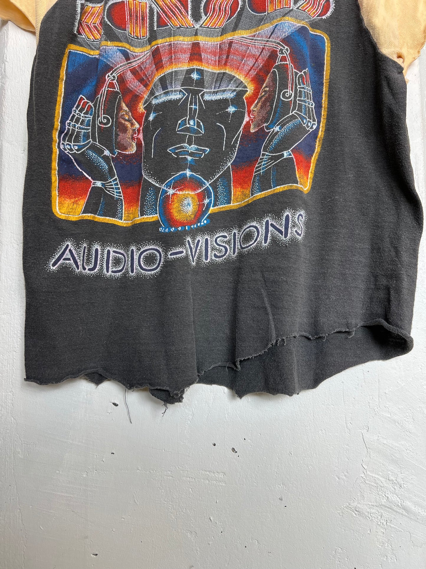 Vintage 1980 Kansas “Audio Visions” Raglan Cut Off Tee