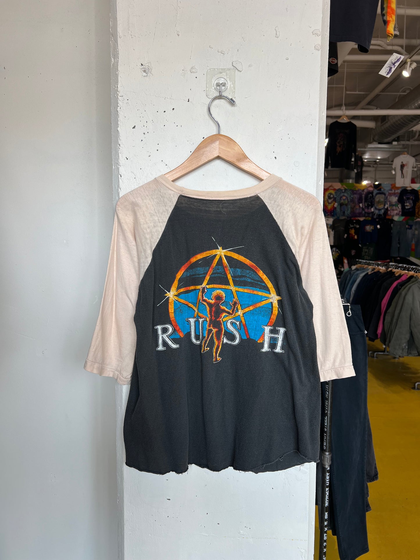 Vintage 80s Rush Parking Lot Bootleg Concert Raglan Tee
