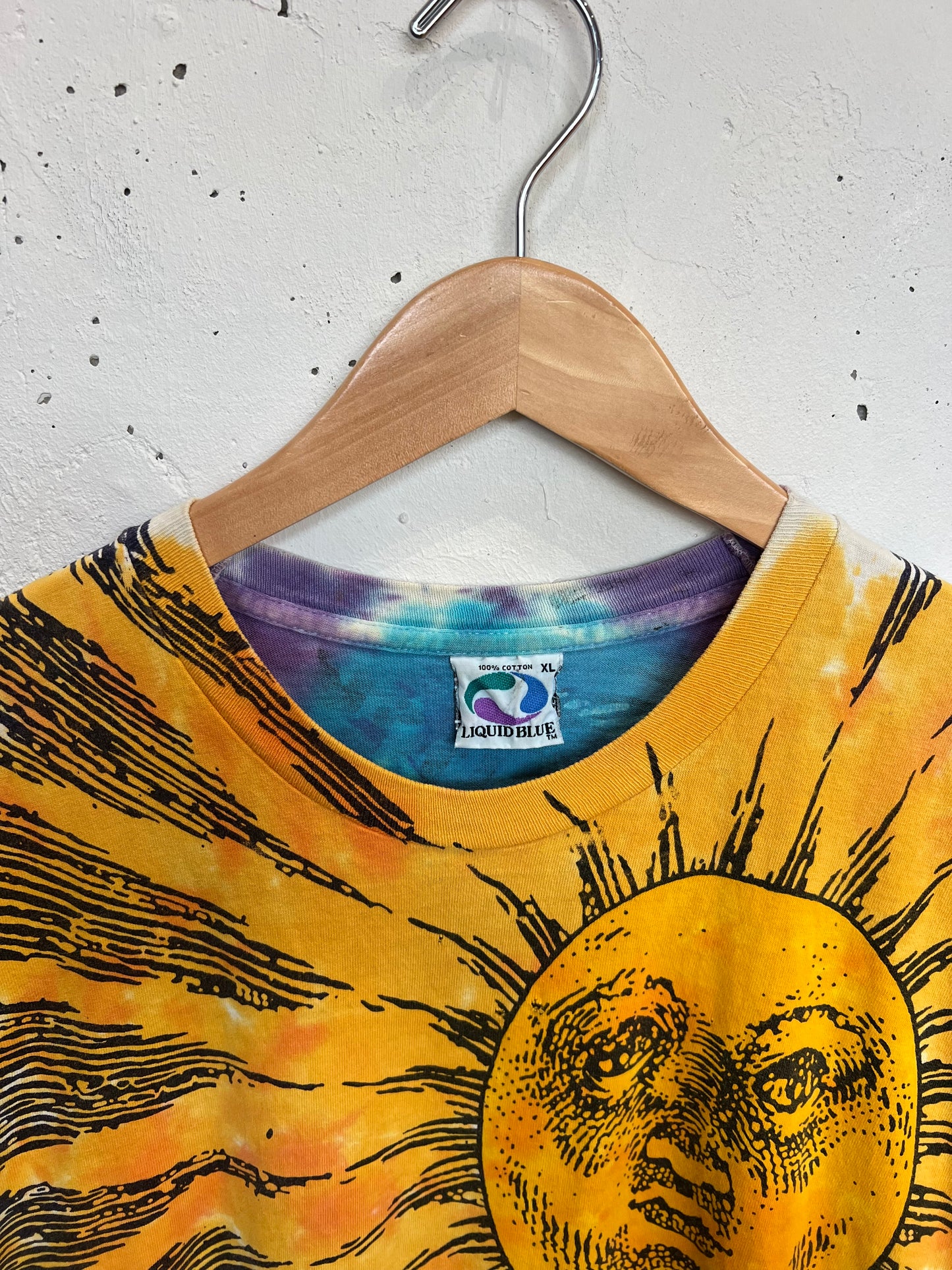 Vintage 90s Sun & Moon Liquid Blue Tie Dye Tee