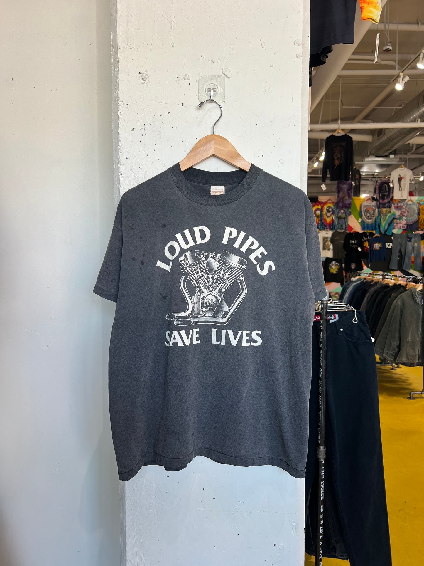 Vintage 90s Loud Pipes Save Lives Biker Tee