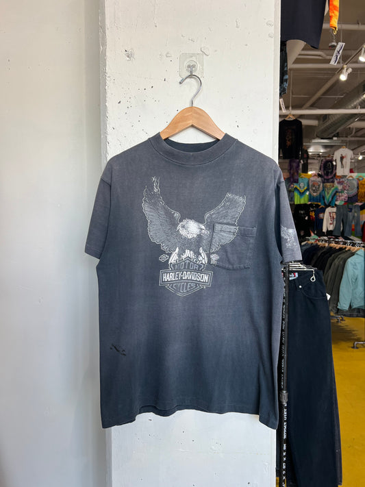 Vintage 80s Conroe Harley Davidson Pocket Tee