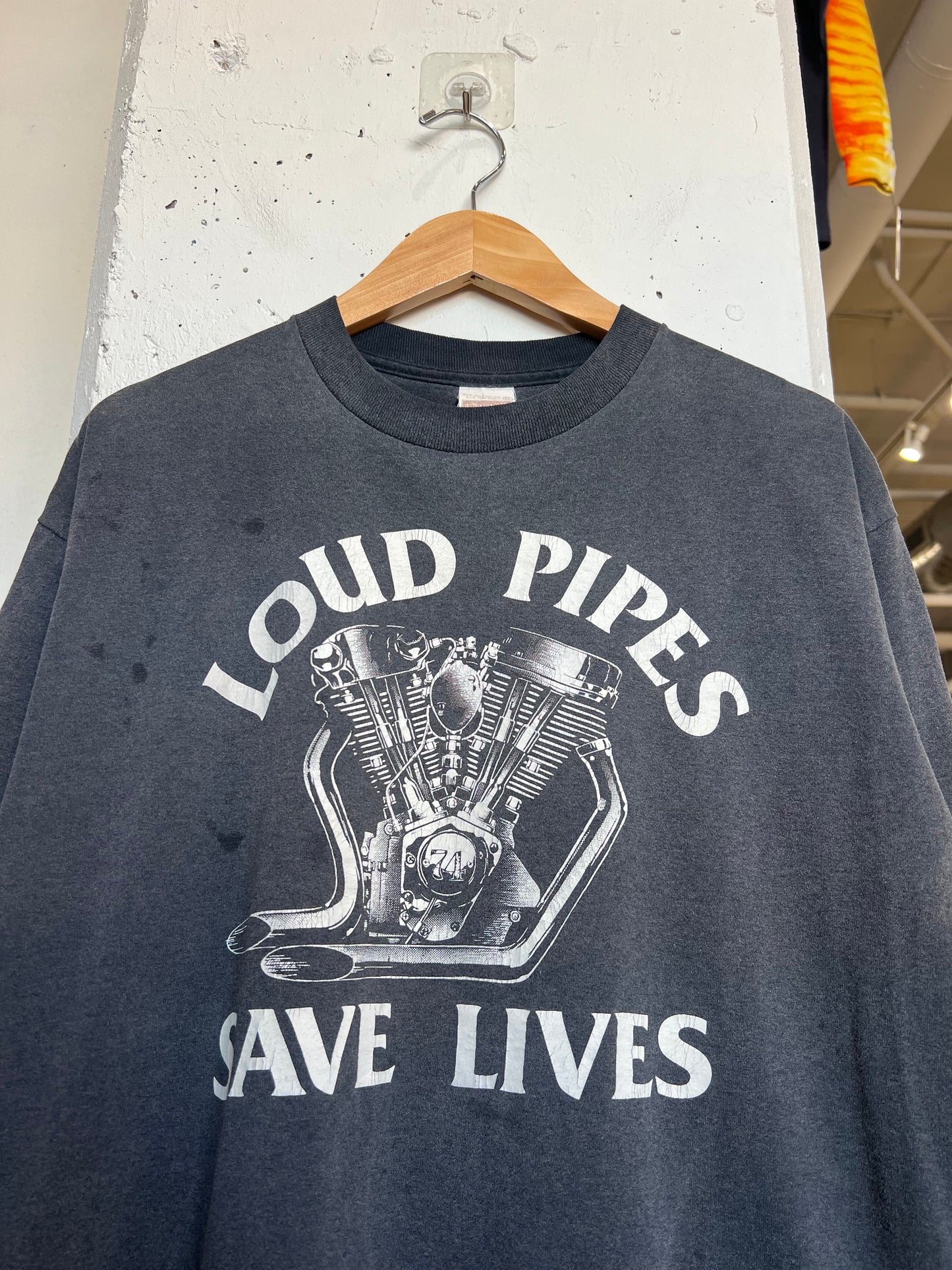 Vintage 90s Loud Pipes Save Lives Biker Tee