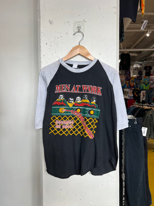 Vintage 80’s Men At Work “Business As Usual” Raglan Tee