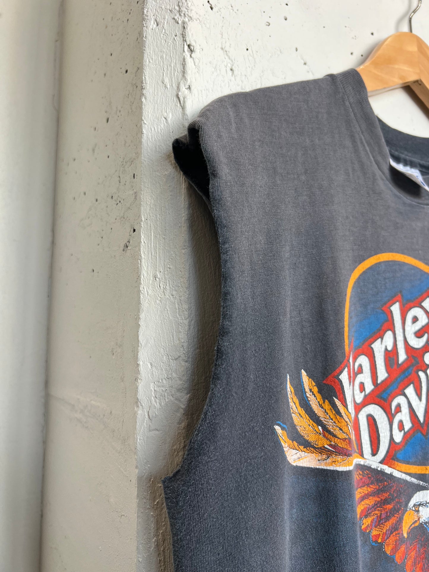 Vintage 80s Peoria Harley Davidson Cut Off Tee