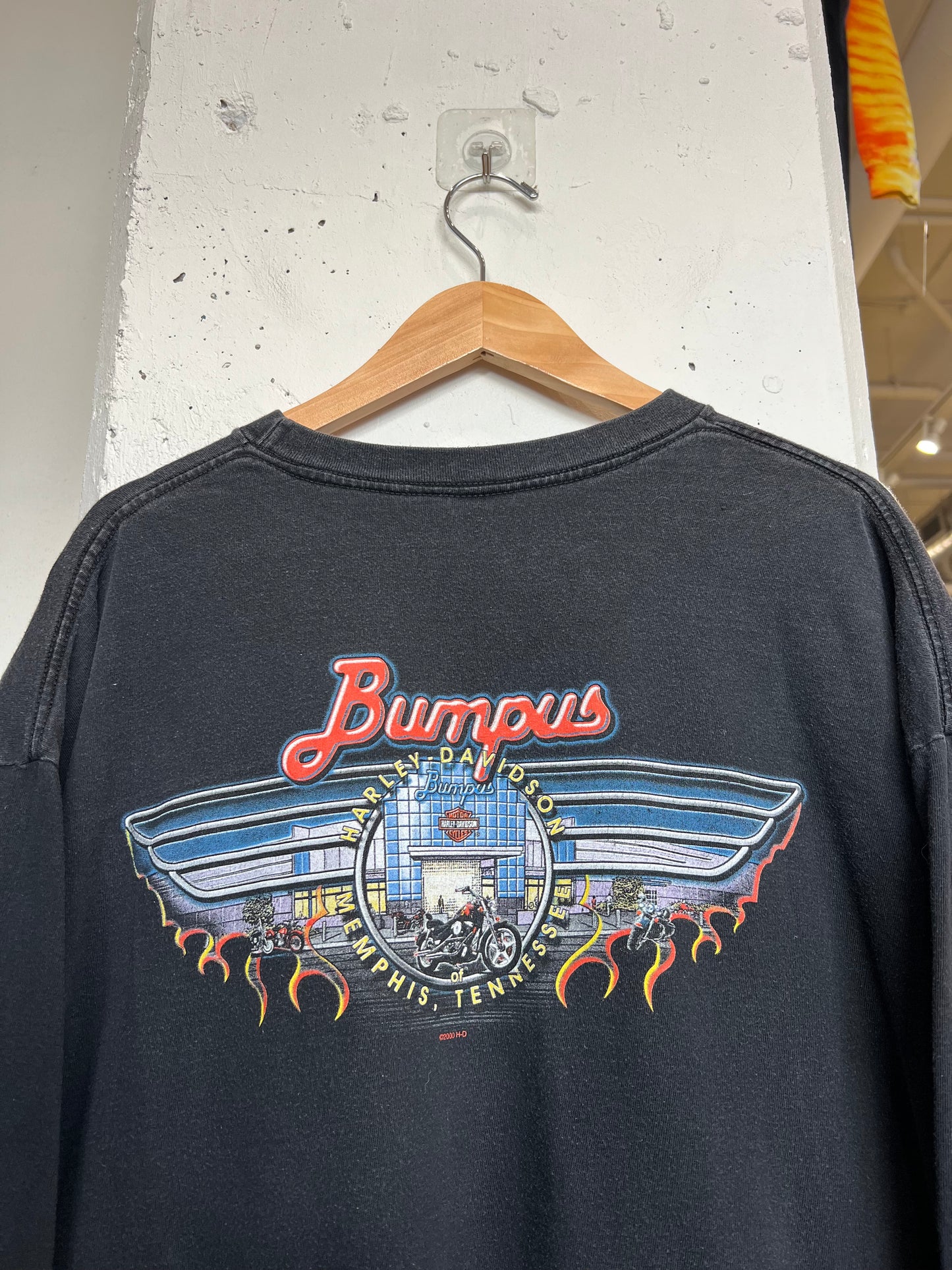 Vintage 2000s Memphis Harley Davidson Flame Longsleeve T Shirt