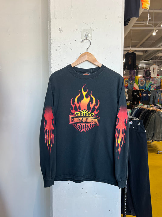 Vintage 2000 Kenosha Harley Davidson Flame Longsleeve T Shirt