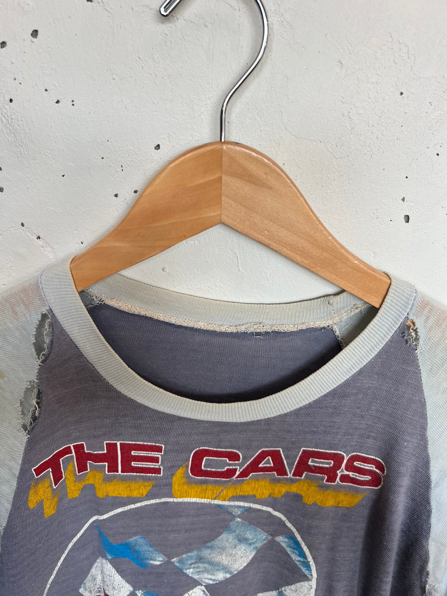Vintage The Cars Thrashed Parking Lot Bootleg Raglan Tee