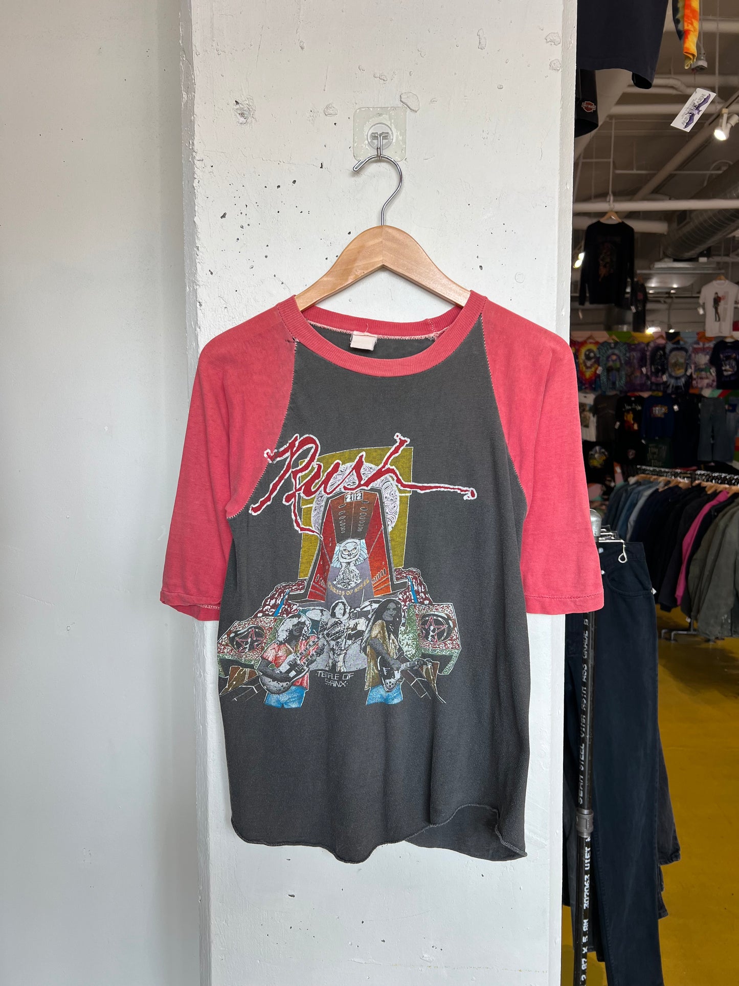 Vintage 80s Rush Parking Lot Bootleg Concert Raglan Tee