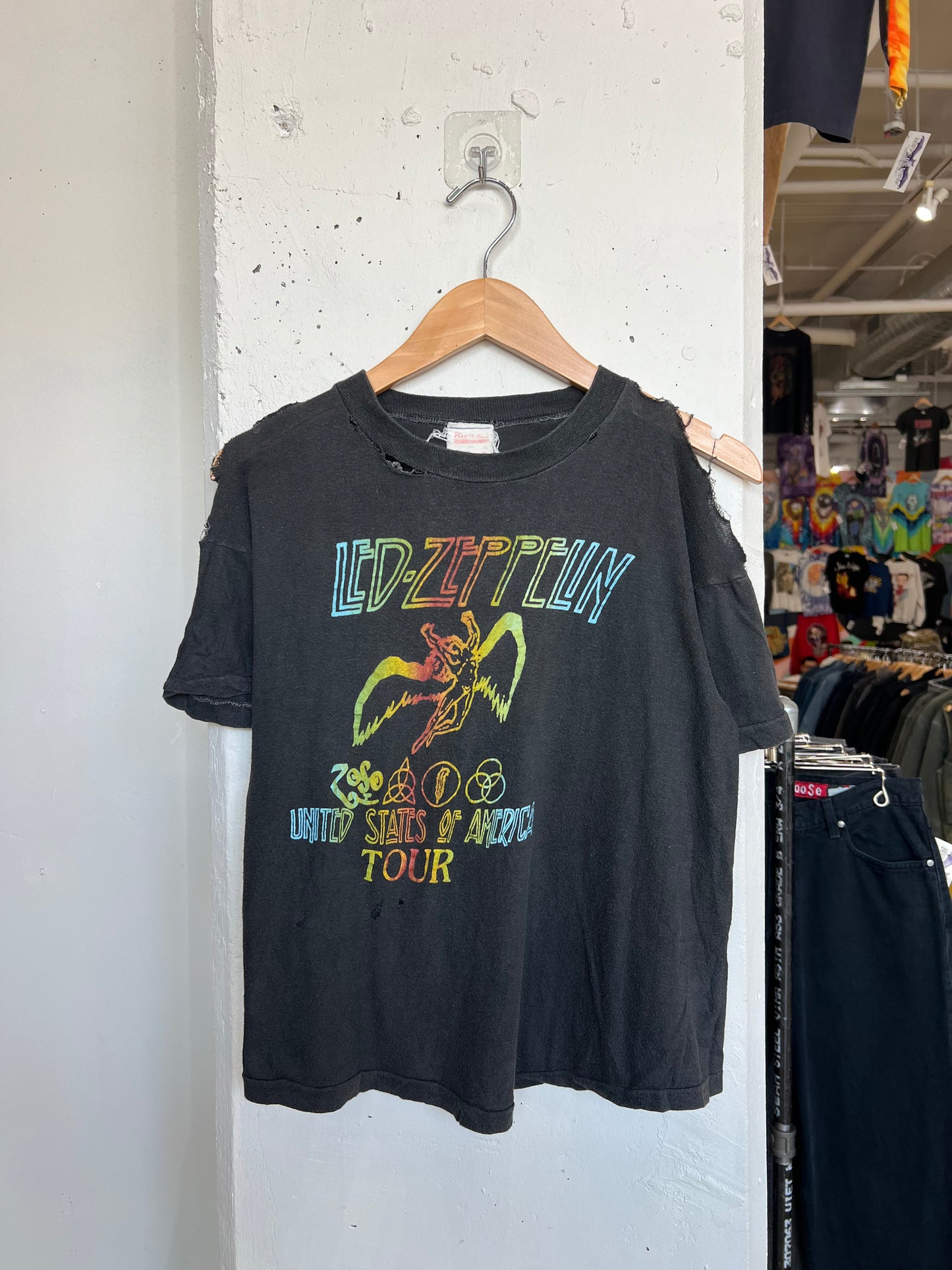 Vintage 1970s Led Zeppelin Tour Thrashed Distressed Tee
