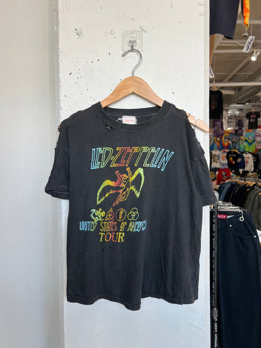 Vintage 1970s Led Zeppelin Tour Thrashed Distressed Tee