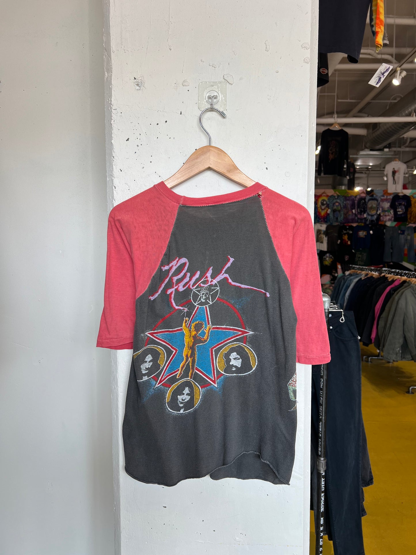 Vintage 80s Rush Parking Lot Bootleg Concert Raglan Tee