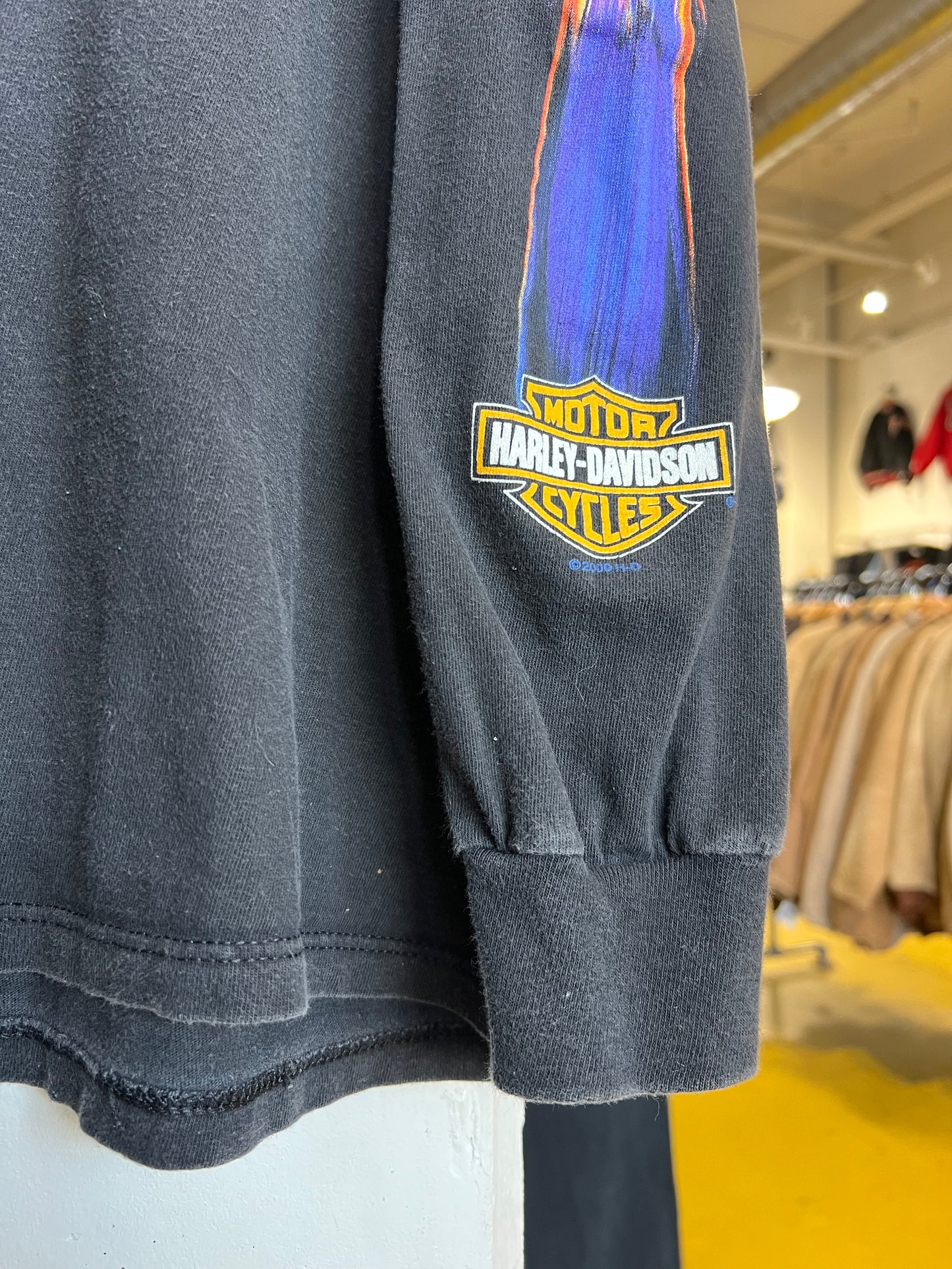 Vintage 2000s Memphis Harley Davidson Flame Longsleeve T Shirt
