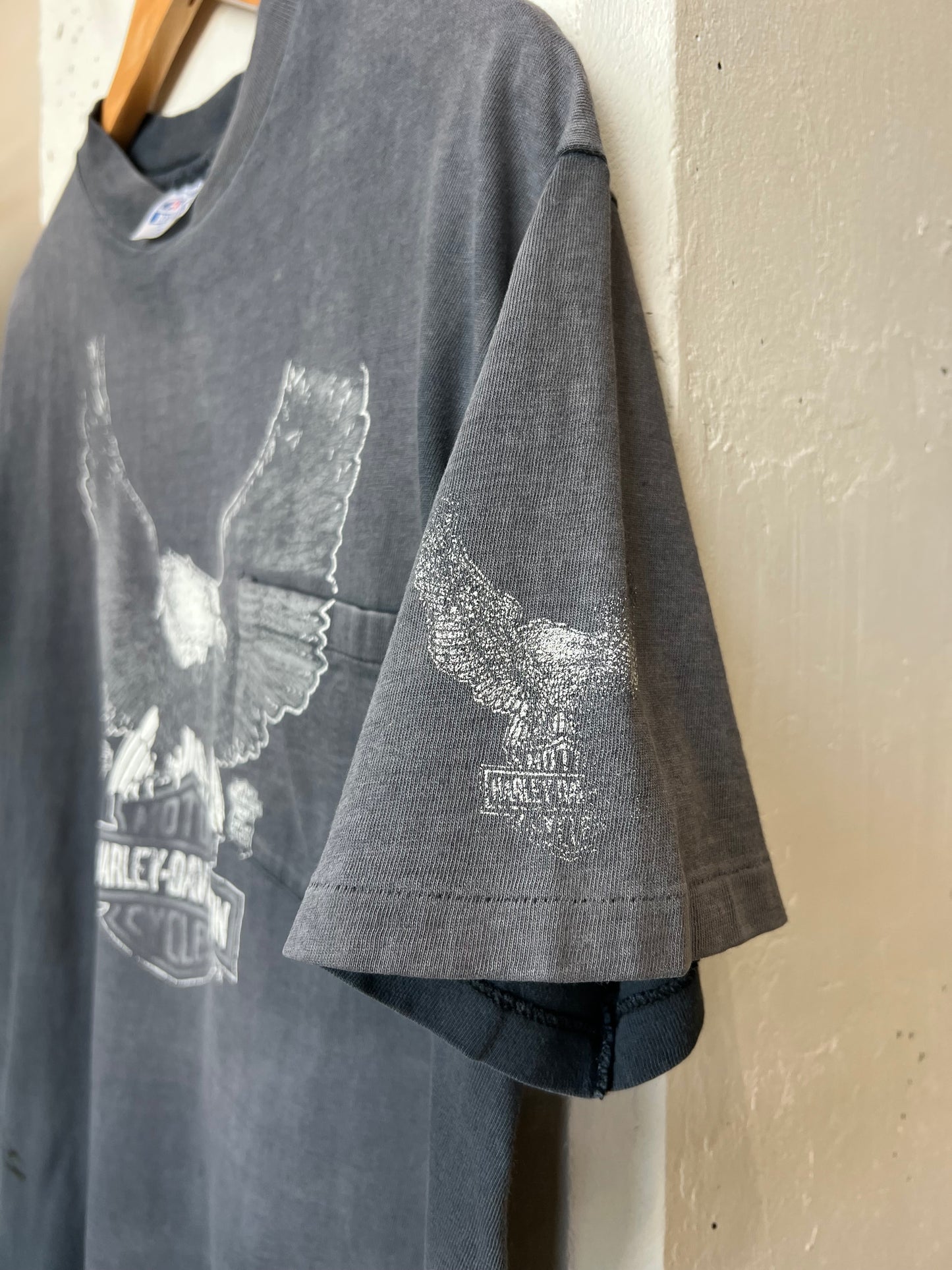 Vintage 80s Conroe Harley Davidson Pocket Tee