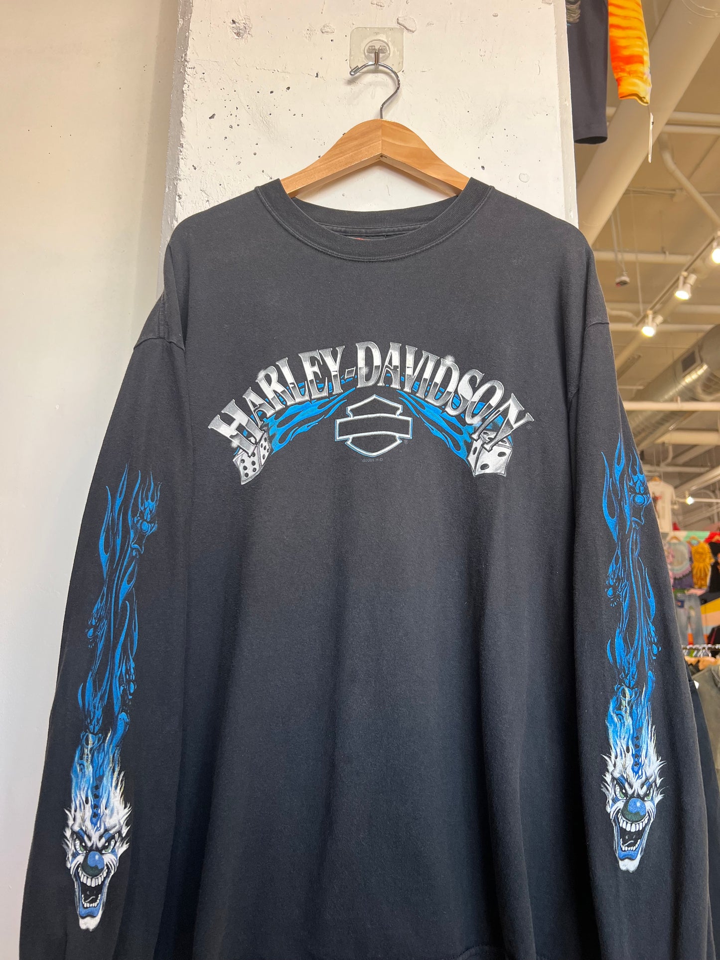 Vintage 2006 Harley Davidson Clown Flame Longlseeve T shirt