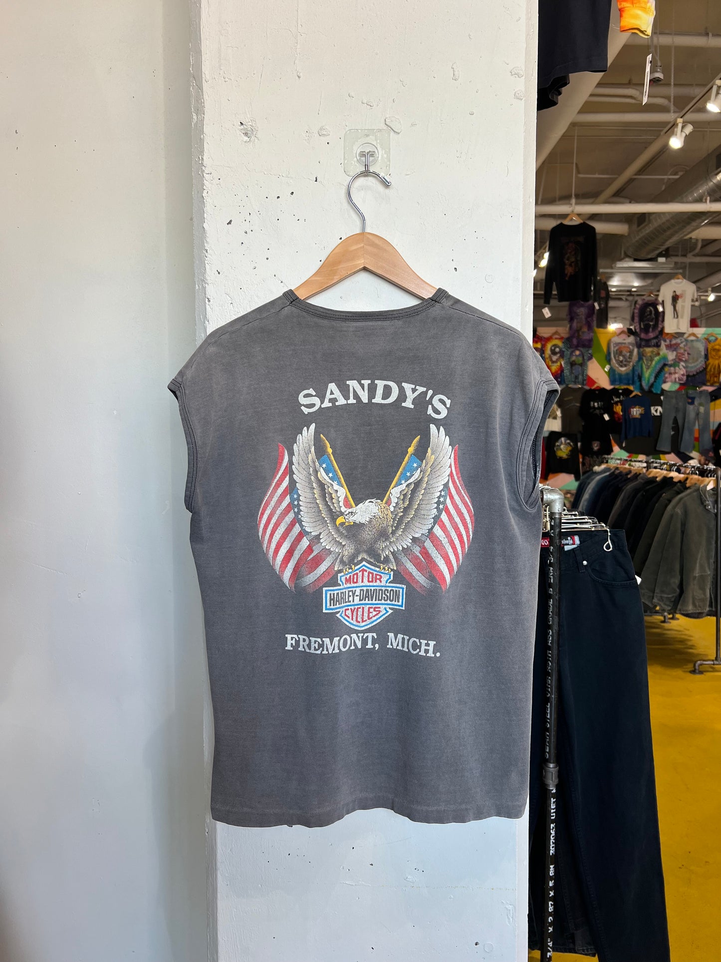 Vintage 90s Fremont Harley Davidson Faded Cut Off Tee