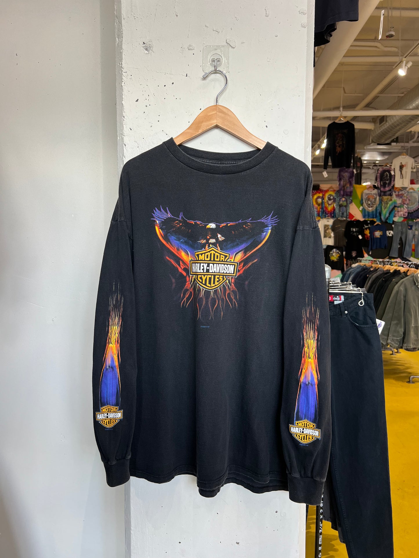 Vintage 2000s Memphis Harley Davidson Flame Longsleeve T Shirt