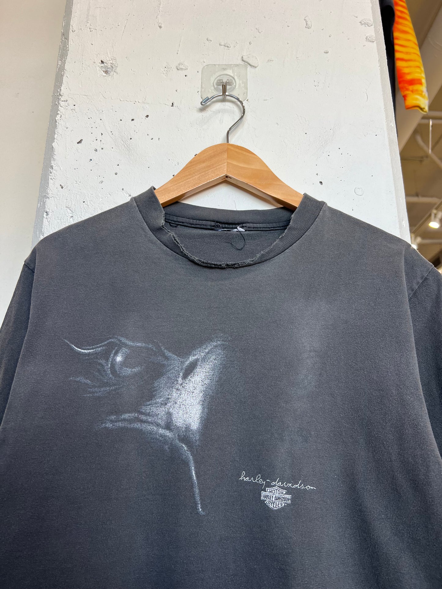 Vintage 90s Green ille Faded Harley Cropped Tee