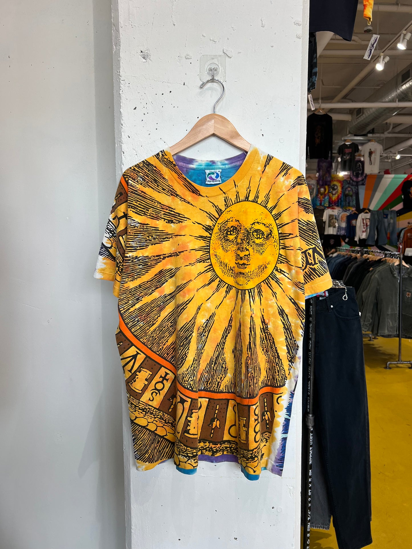 Vintage 90s Sun & Moon Liquid Blue Tie Dye Tee