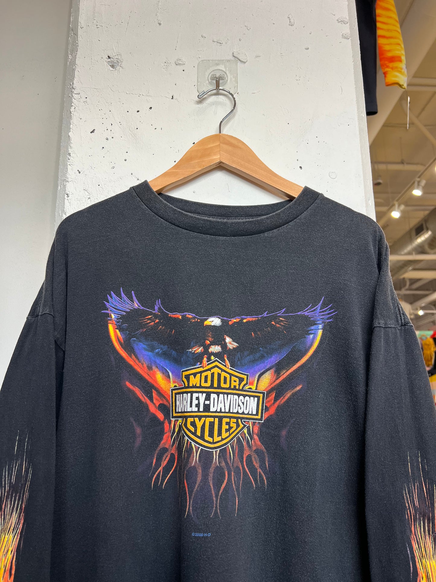 Vintage 2000s Memphis Harley Davidson Flame Longsleeve T Shirt