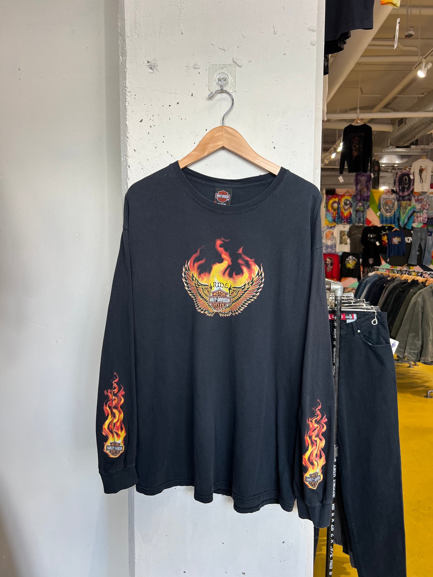 Vintage 90s Wildwood Harley Davidson Flame Longsleeve T Shirt