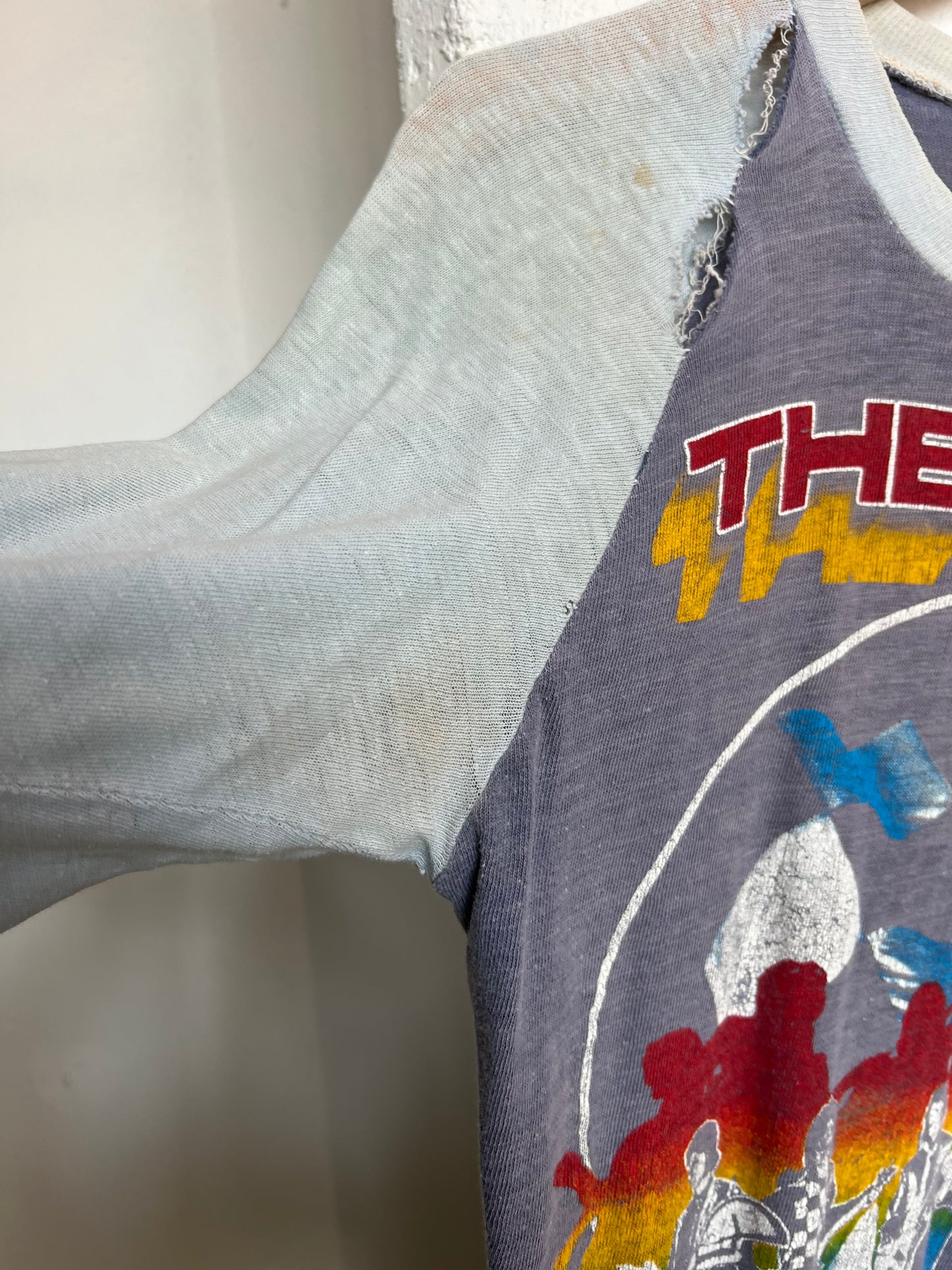 Vintage The Cars Thrashed Parking Lot Bootleg Raglan Tee