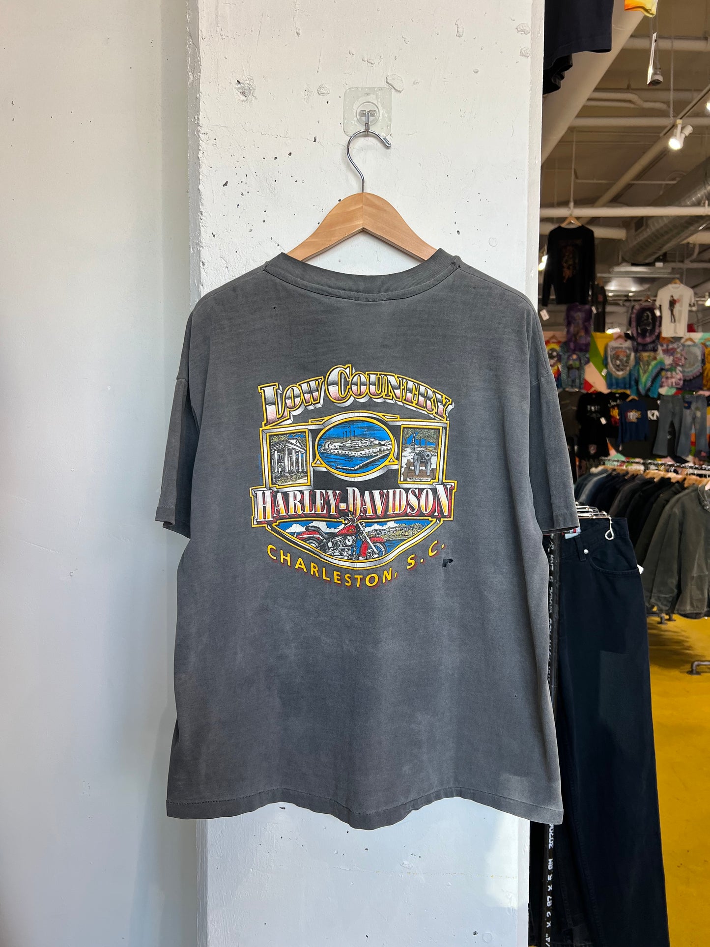 Vintage 90s Charleston Harley Davidson Faded Tee