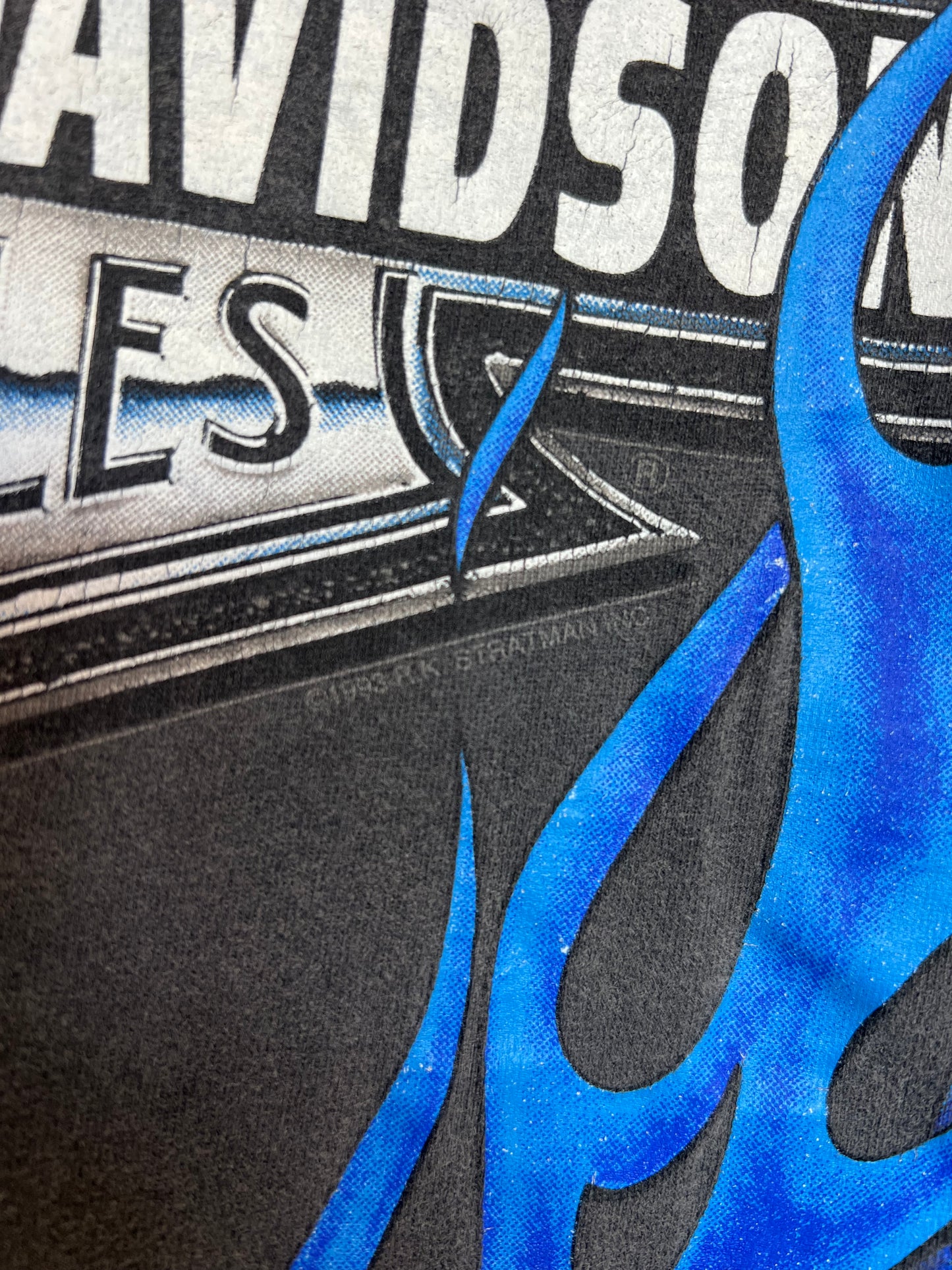 Vintage 90s Charleston Harley Davidson “Blue Flame” Faded Tee