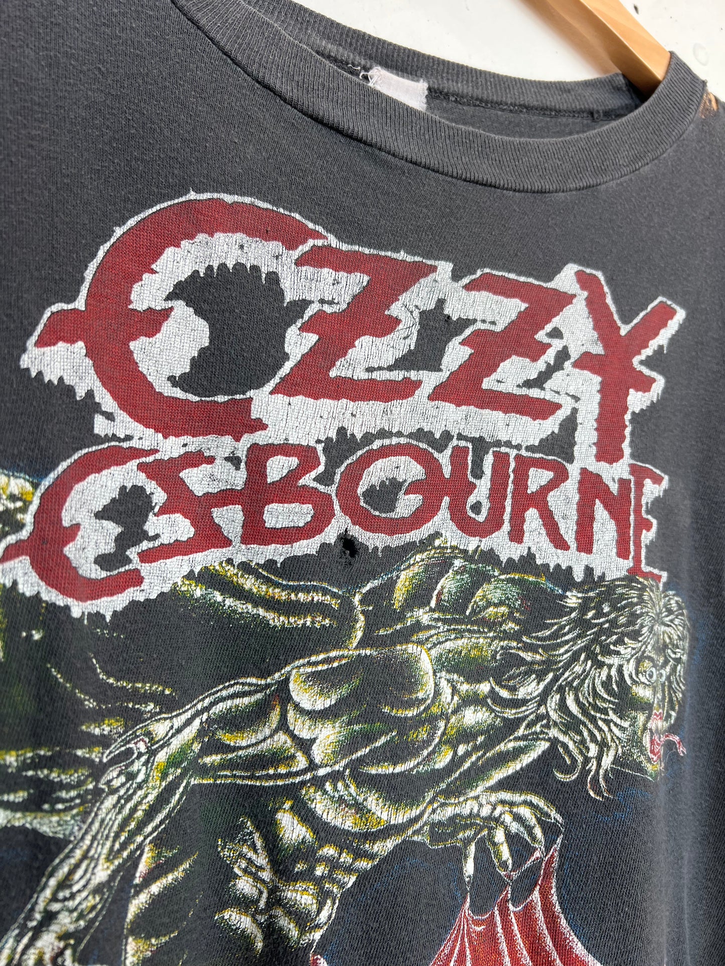 Vintage 80s Ozzy Osbourne “The Ultimate Sin” Thrashed Parking Lot Bootleg Tee