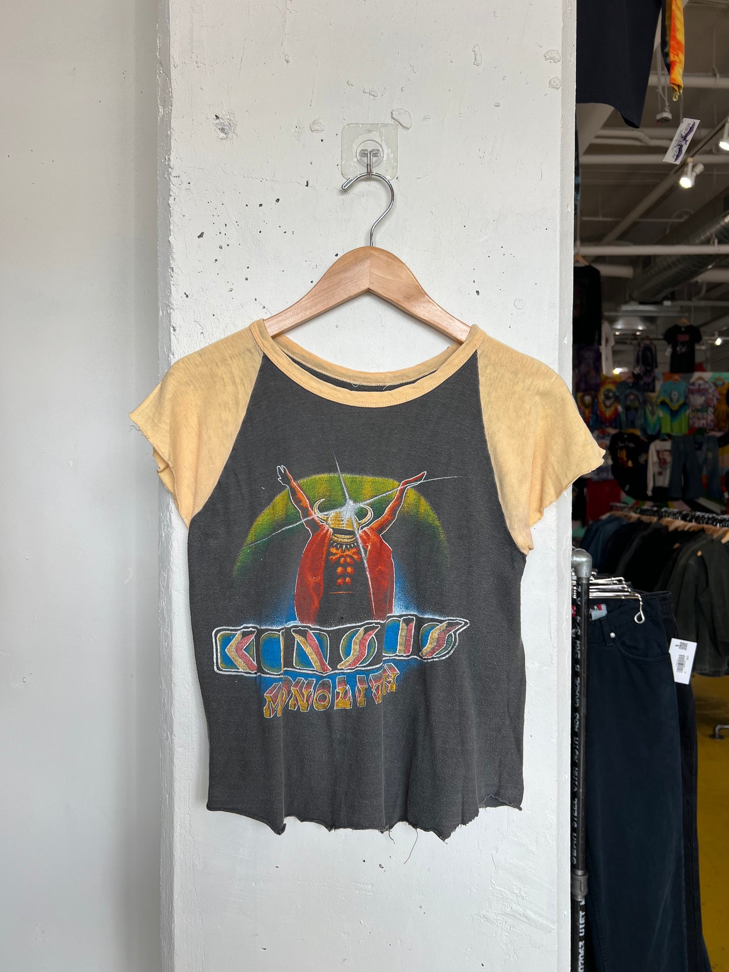 Vintage 1980 Kansas “Audio Visions” Raglan Cut Off Tee