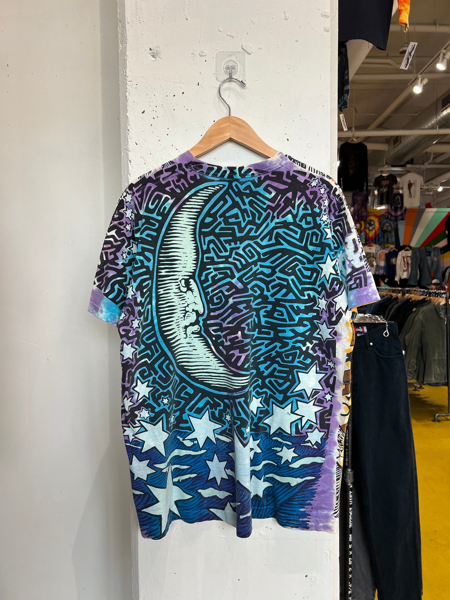 Vintage 90s Sun & Moon Liquid Blue Tie Dye Tee