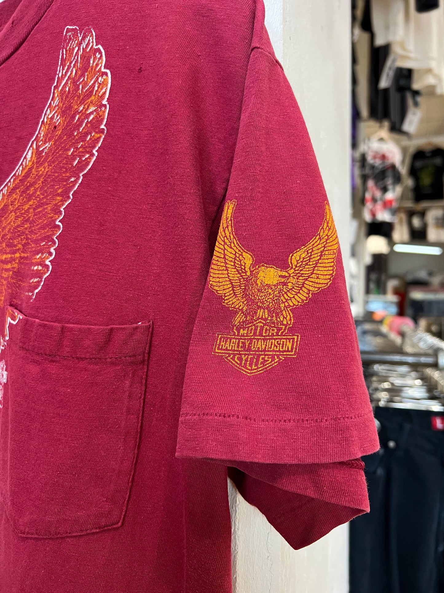 Vintage 80s Harley Davidson Texas Eagle Pocket Tee