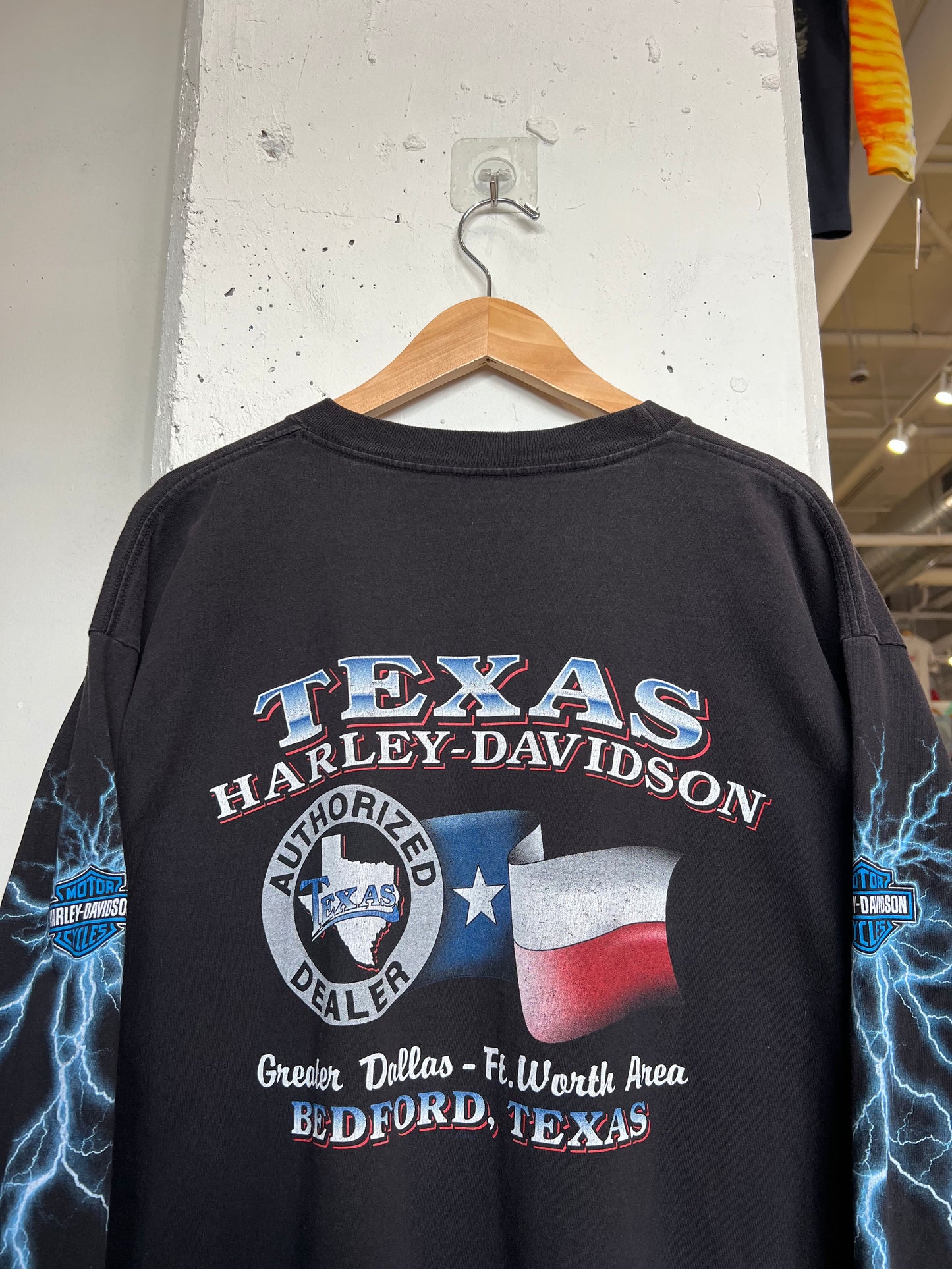 Vintage 2000s Texas Harley Davidson Lightning Longsleeve T Shirt
