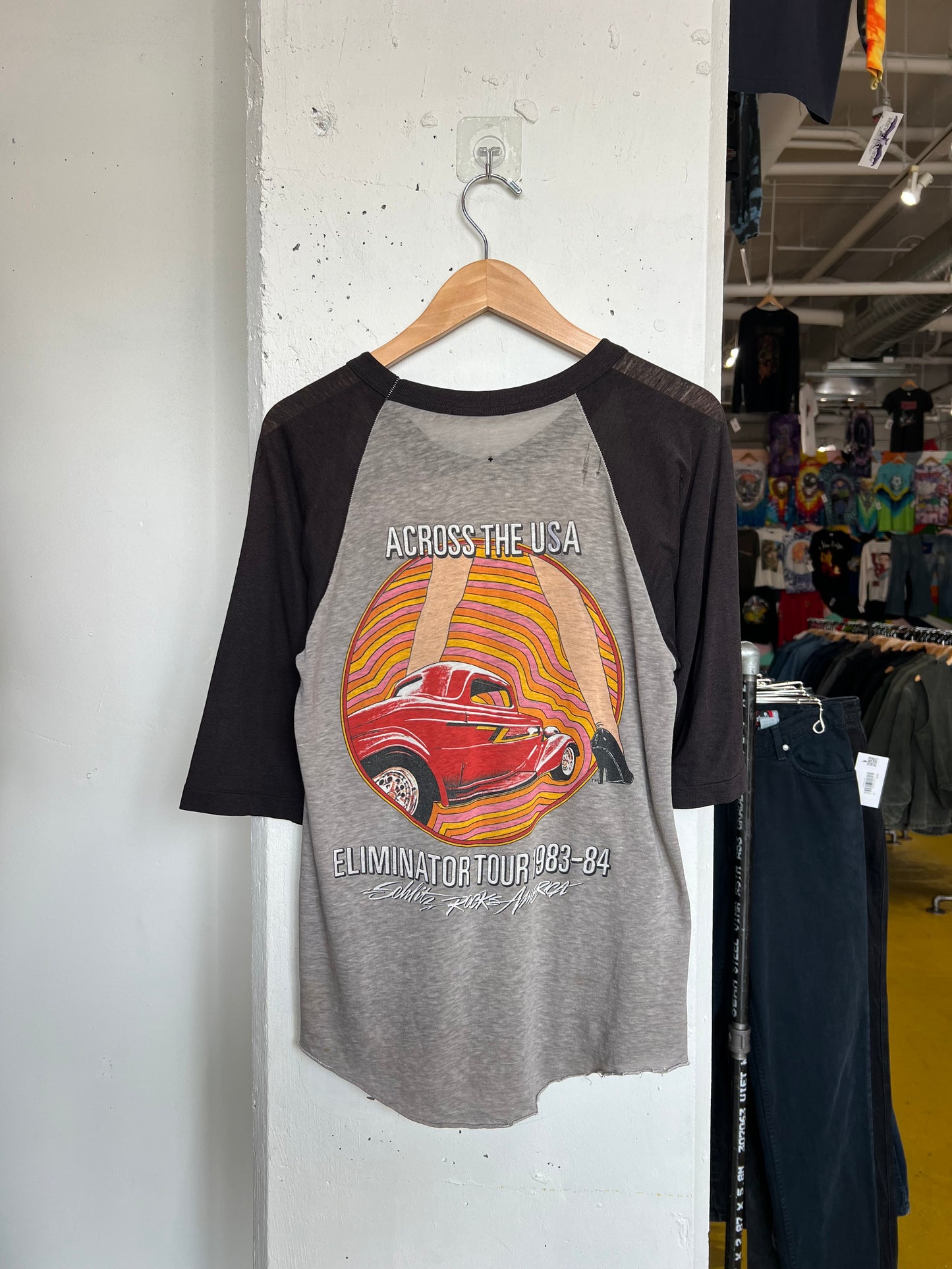Vintage 83-84 ZZ Top “Eliminator” Tour Raglan Tee
