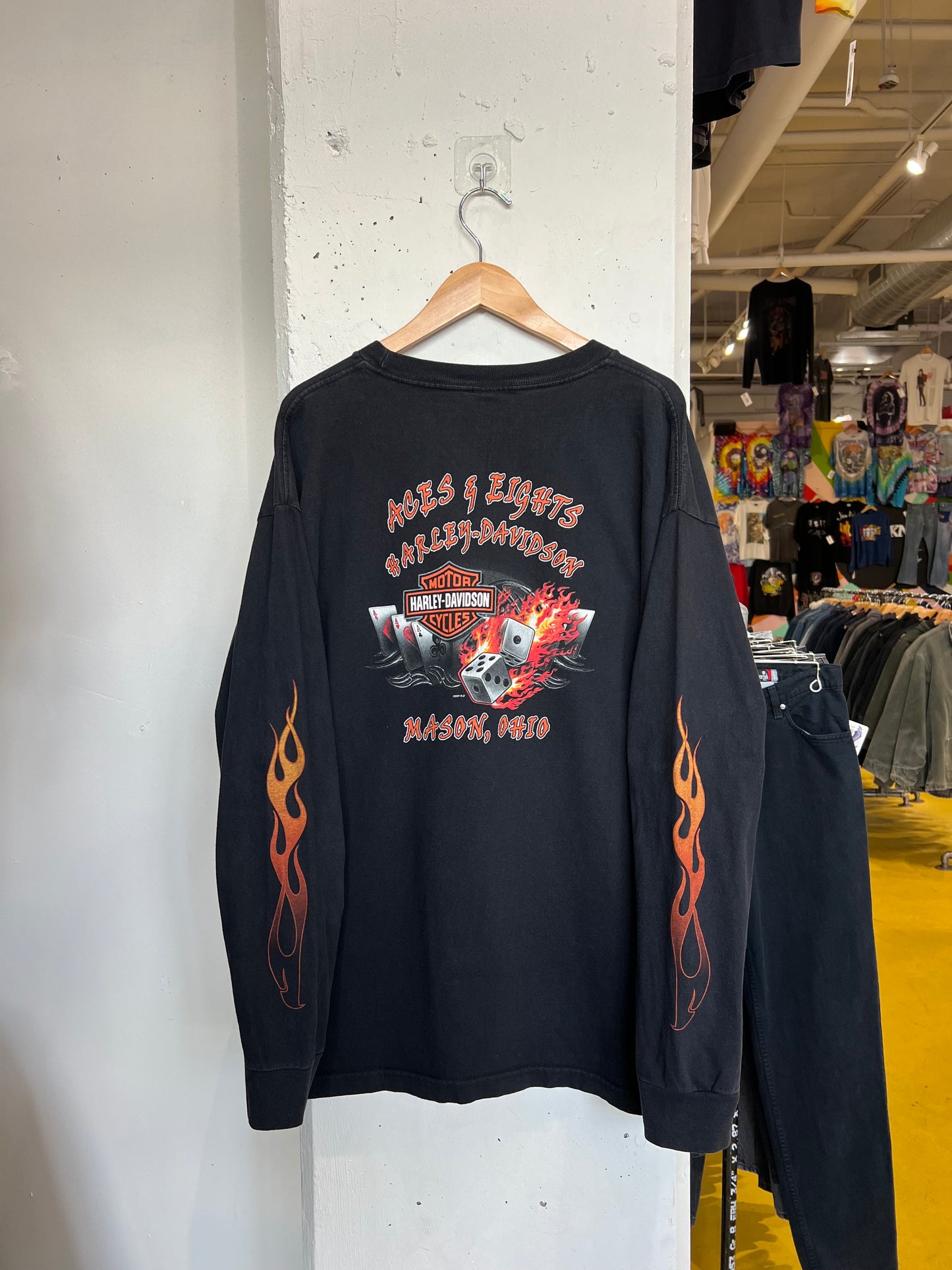 Vintage 2000s Mason Harley Davidson Flame Longsleeve T Shirt