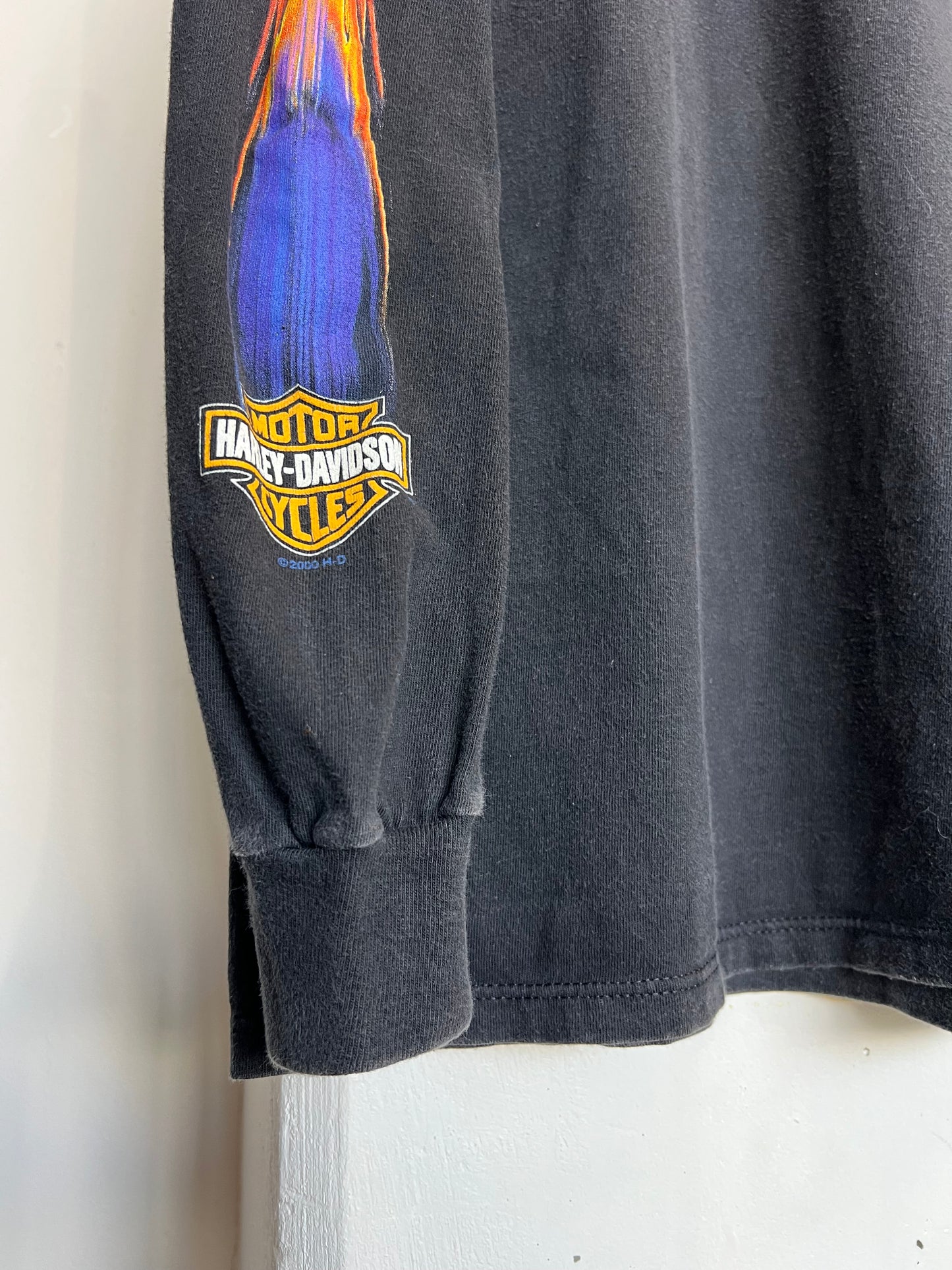 Vintage 2000s Memphis Harley Davidson Flame Longsleeve T Shirt