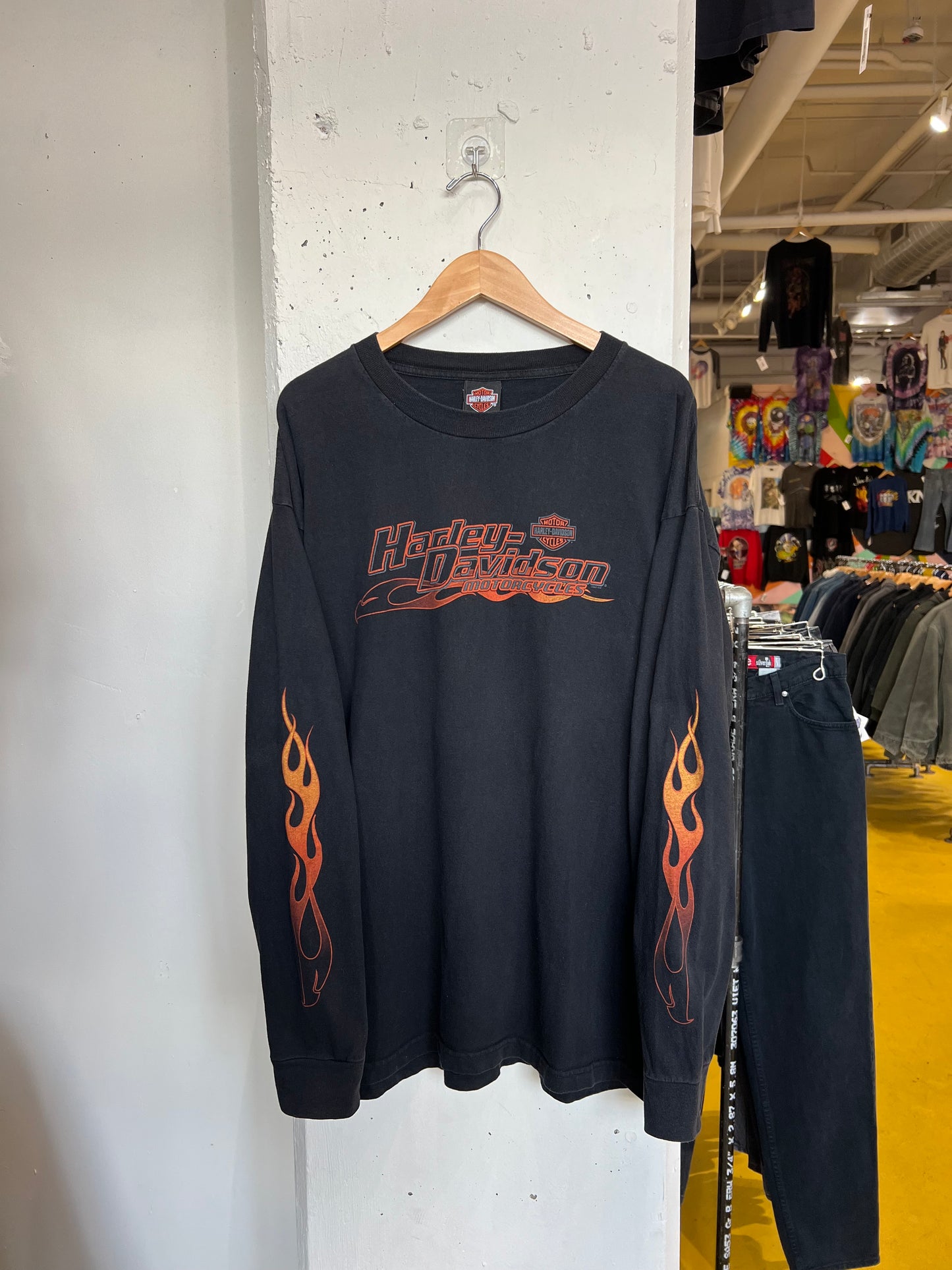 Vintage 2000s Mason Harley Davidson Flame Longsleeve T Shirt