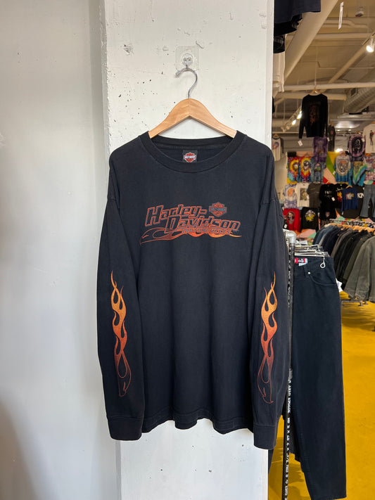 Vintage 2000s Mason Harley Davidson Flame Longsleeve T Shirt