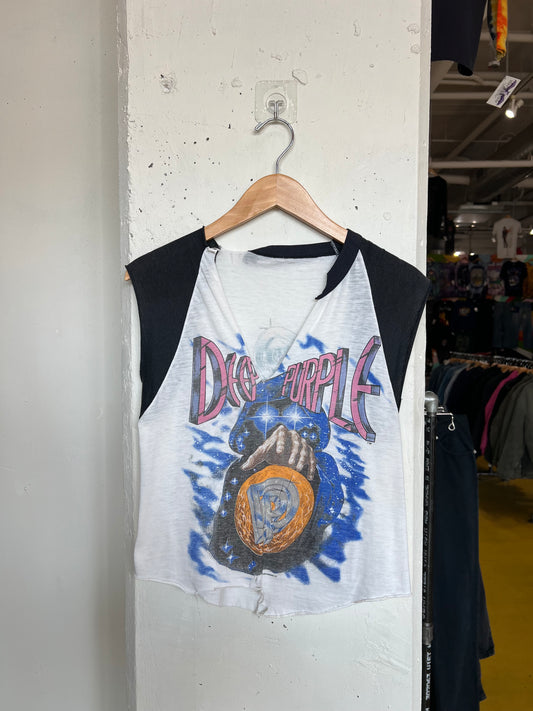 Vintage 1985 Deep Purple Thrashed Cut Off Tour Tee
