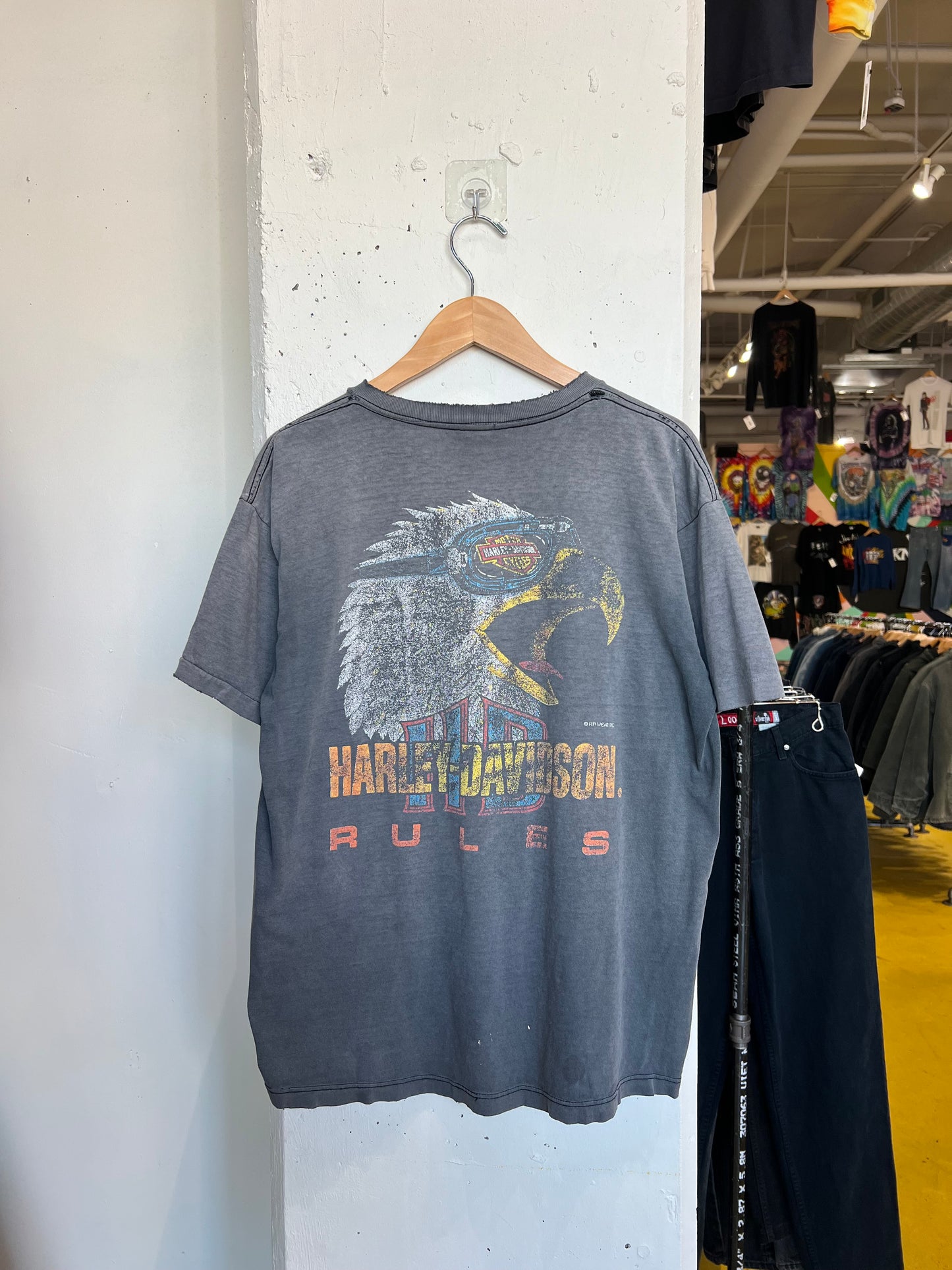 Vintage 90s Harley Davidson Rules Faded Tee